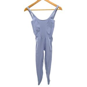 Free People Movement Bodysuit Jumpsuit Blue Seamless Ribbed Crisscross Back XS/S